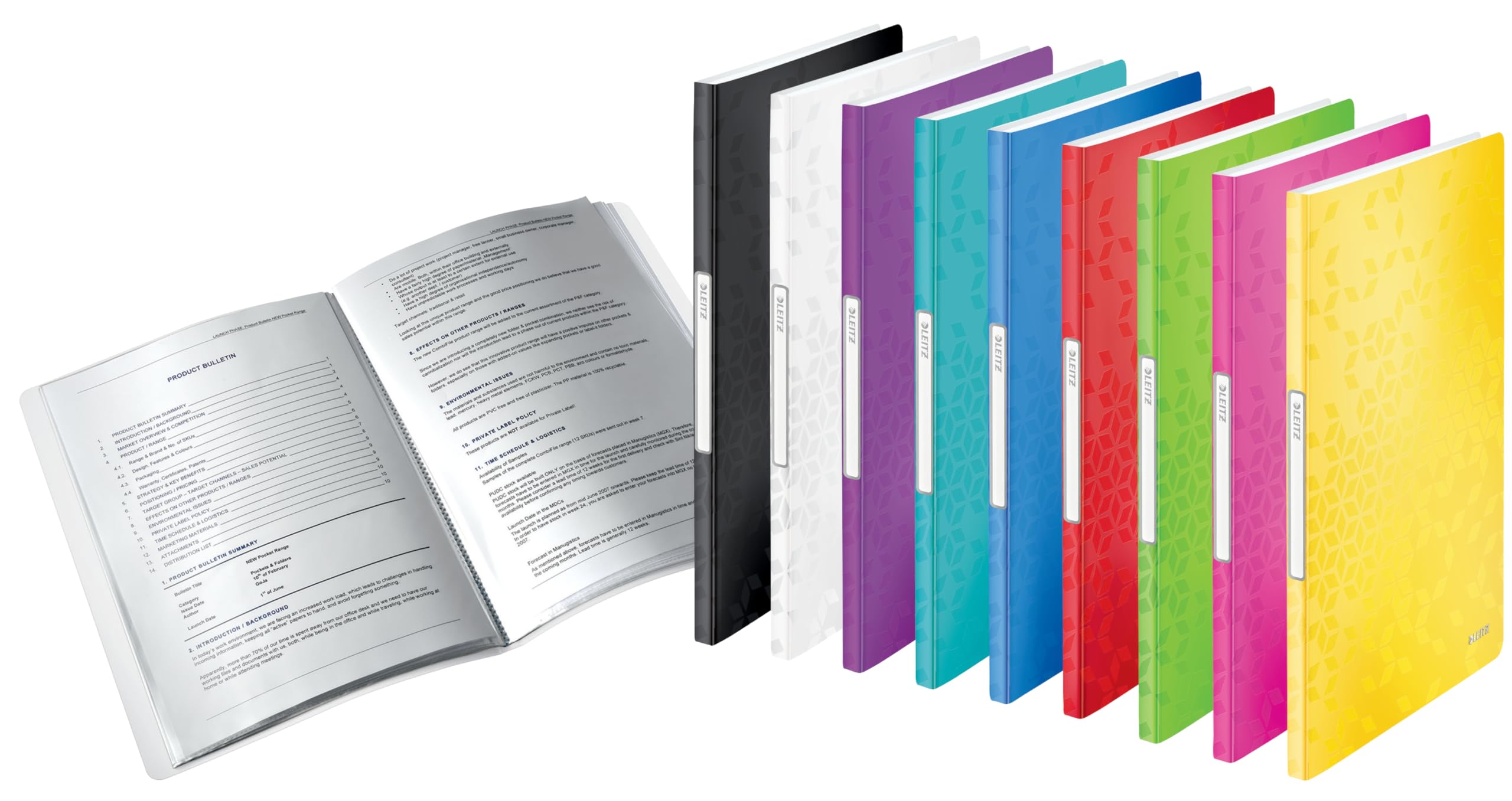 Leitz A4 Display Book, 20 Pockets, 40 Sheet Capacity, Transparent Pockets, Purple, WOW Range, 46310062