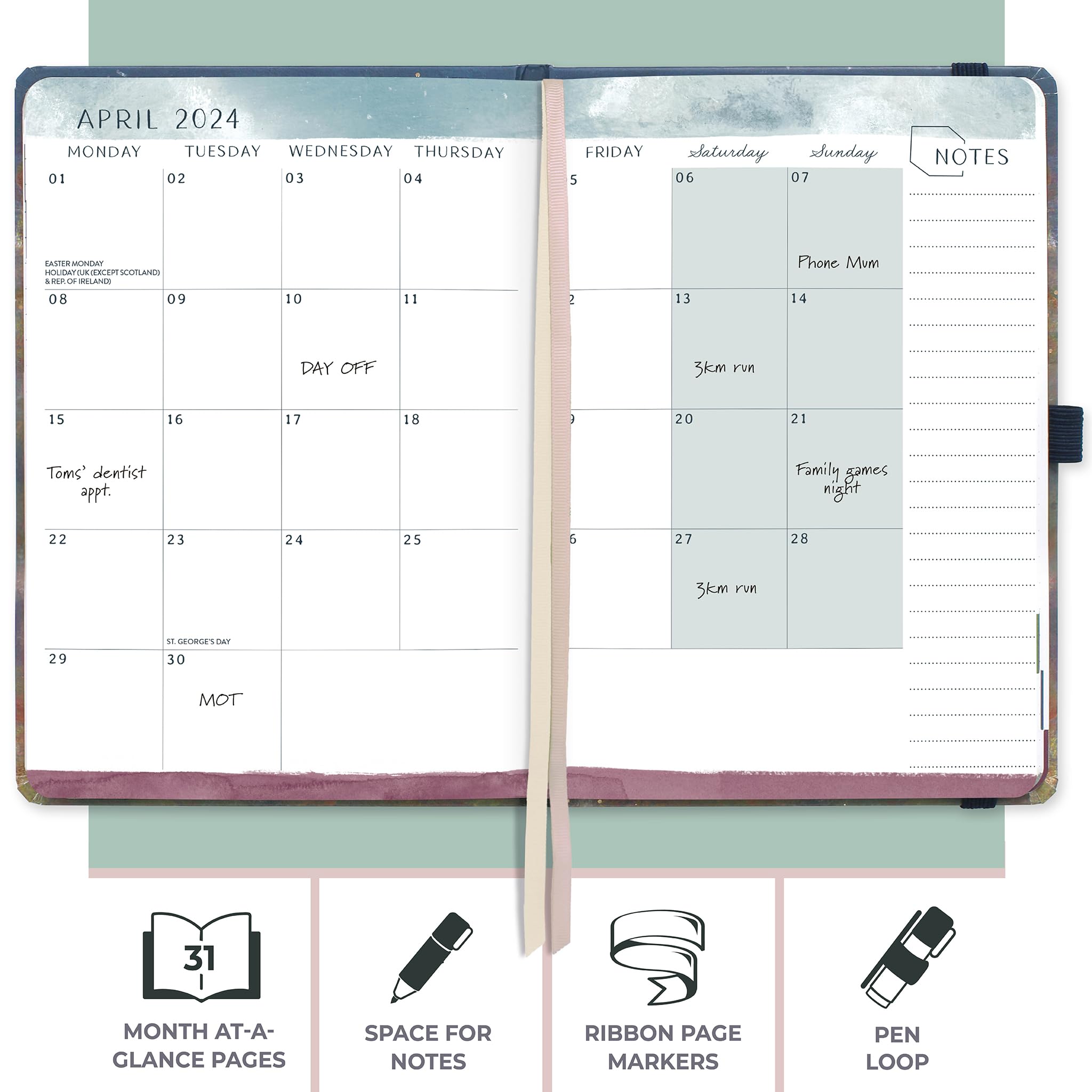 Boxclever Press Everyday A5 Diary 2024 week to view with Vertical Layout. Stunning Appointment Diary 2024 runs Jan - Dec'24. 2024 Diary A5 Week to View with Space for Times & To-Do Lists