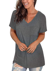 MOLERANI Womens V Neck Tshirts Short Sleeve Tunic Tops for Leggings Grey XXL