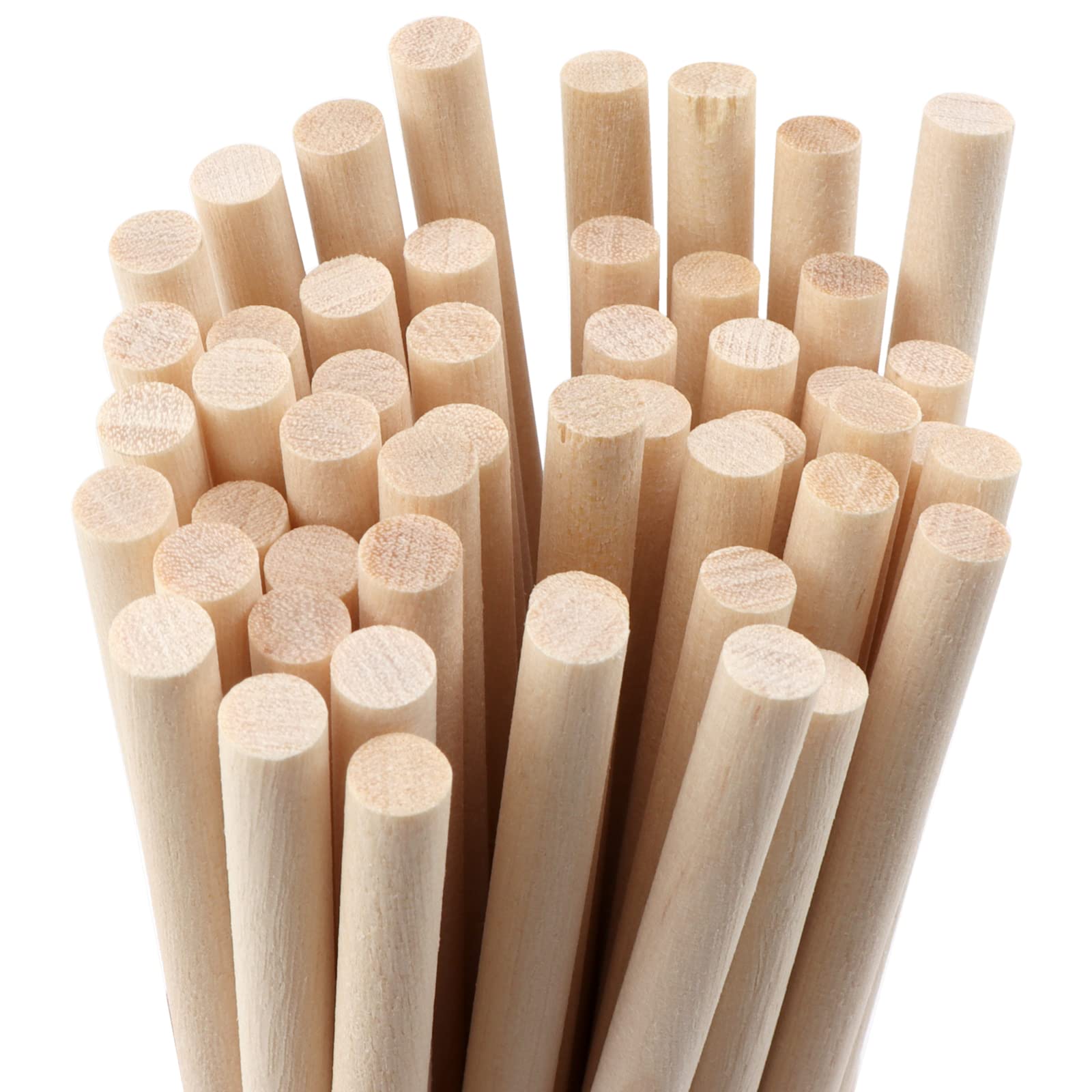 DOITEM 50 Pack Unfinished Natural Wood Dowel Rods Hardwood Sticks for Crafts and DIY (250mm x 5mm)