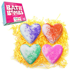 Zimpli Gifts 4 x Large Love Heart Bath Bombs Gift Set, Ideal Valentines Day Present for Her, Women, Girlfriend, Wife, Xmas Stocking Filler, Beauty Spa Fizzers