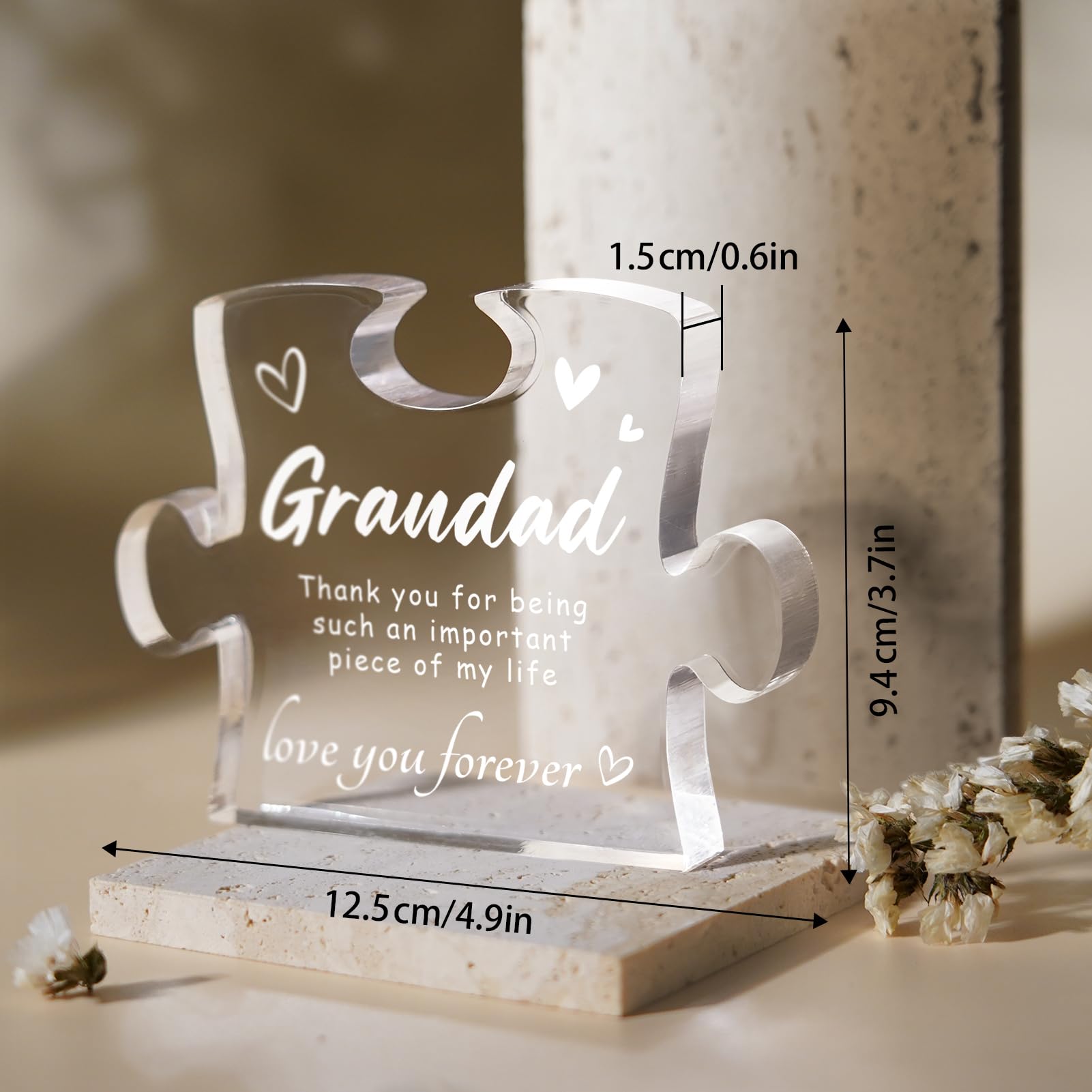 Giftasy Grandad Gifts, Unique Engraved Acrylic Puzzle Plaque Decorations, Grandad Birthday Gifts from Grandchildren, Fathers Day Christmas Birthday Gifts for Grandad, Presents for Grandad