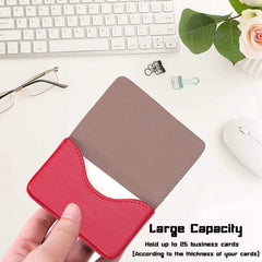 Waylipun Business Card Holder, PU Leather Business Card Case, Business Card Holder for Purse, Business Name Card Case for Men & Women, Magnetic Shut (Red)