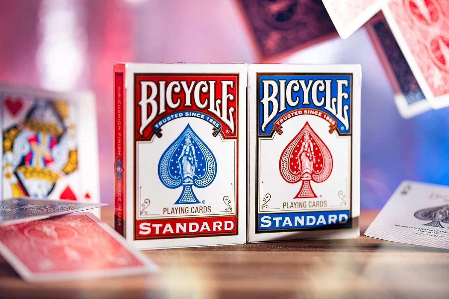 Bicycle® Standard index Playing Cards, 2 Decks, Red & Blue, Air Cushion Finish, Professional, Superb Handling & Durability for 14 years