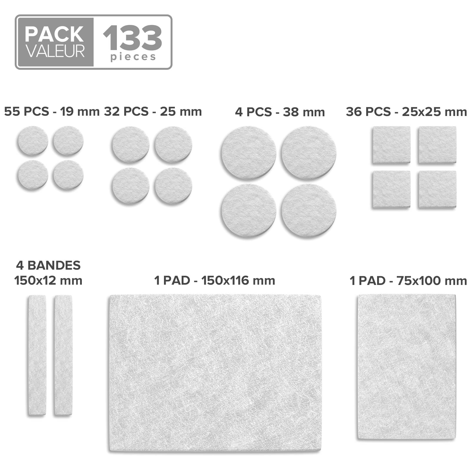 Felt Furniture Pads X-PROTECTOR 133 PCS Premium Furniture Pads - Felt Pads Furniture Feet Best Wood Floor Protectors - Protect Your Hardwood & Laminate Flooring!