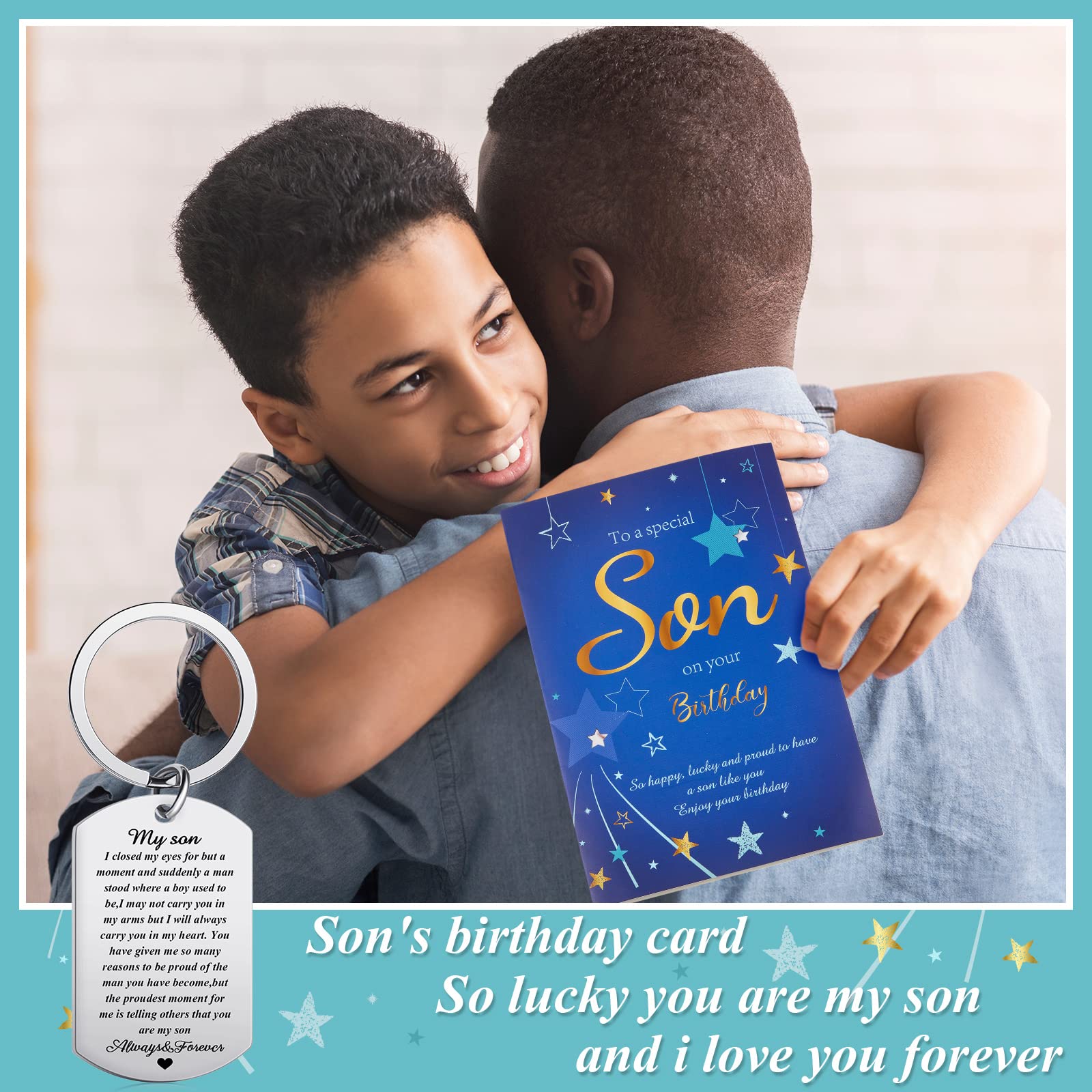 Yaomiao Son Birthday Card Son Keyring Gifts from Mum Dad Inspirational Son Keyring Encouragement Son Gifts Birthday Present for Son Adult Birthday Christmas Graduation Present Supplies