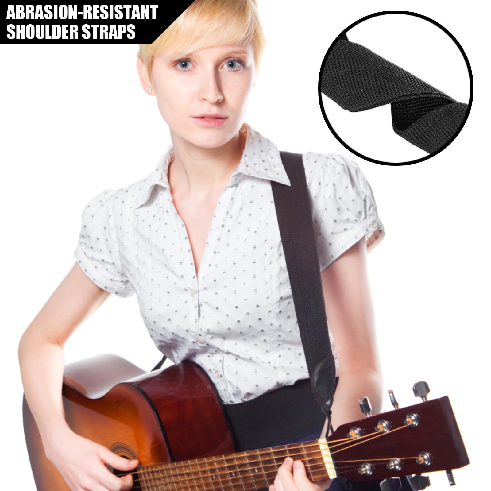 1Pcs Guitar Straps Soft Comfortable Guitar Shoulder Strap Adjustable Bass Guitar Strap Offering Optimal Weight Distribution Ideal for Acoustic Bass and Electric Guitars Accessories (Black, 80-138cm)