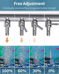 Pawfly Aquarium Air Flow Control Lever Valve 4-Way Fish Tank Air Valve for Air Pump Chromium Copper Manifold Multi-port Air Flow Splitter for 5 mm ID & 9.5 mm OD Airline Tubing