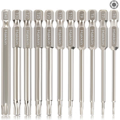 Torx Bit Set Hakkin 11Pcs Torx Screwdriver Sets 75mm Tamper Proof Torx Security Bit Set S2 Steel Magnetic Star Bits Set 1/4 inches Hex Shank for Impact Drill T6 T7 T8 T9 T10 T15 T20 T25 T27 T30 T40