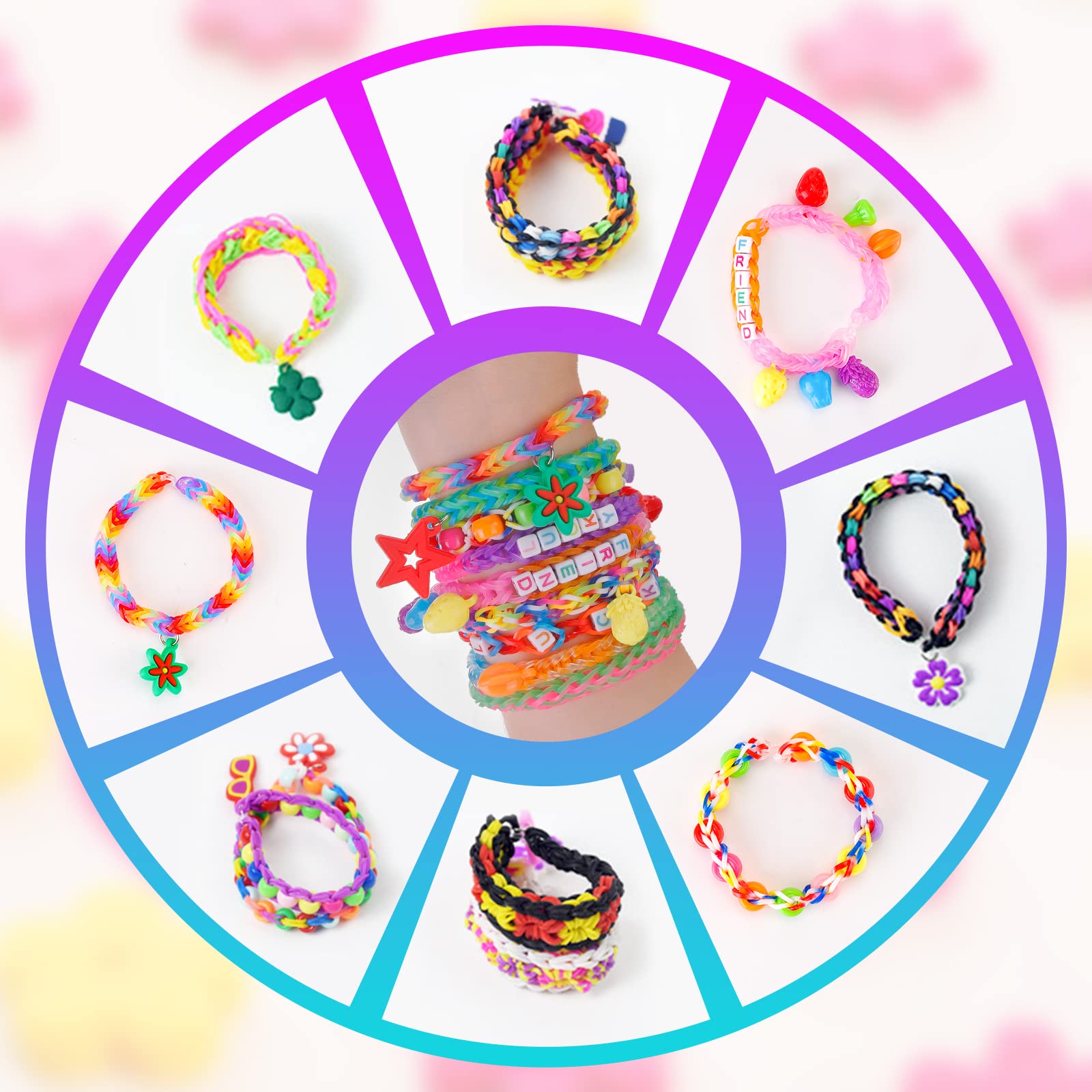 Colorful- 2500and Rubber Band Refill Set in 32 Unique Colors with Other Accessories and Storage Box, DIY Friendship Bracelet Making Kit for Starter Kids Girls Birthday Gifts