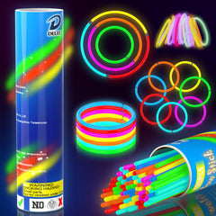 DELEE 100PCS Glow Sticks, Glowsticks Party Packs, Party Bag Fillers with Bracelet Connectors, Glow Neon Necklaces for Kids Dark Party Supplies,Wedding,Festival,Christmas Decoration(100PCS)