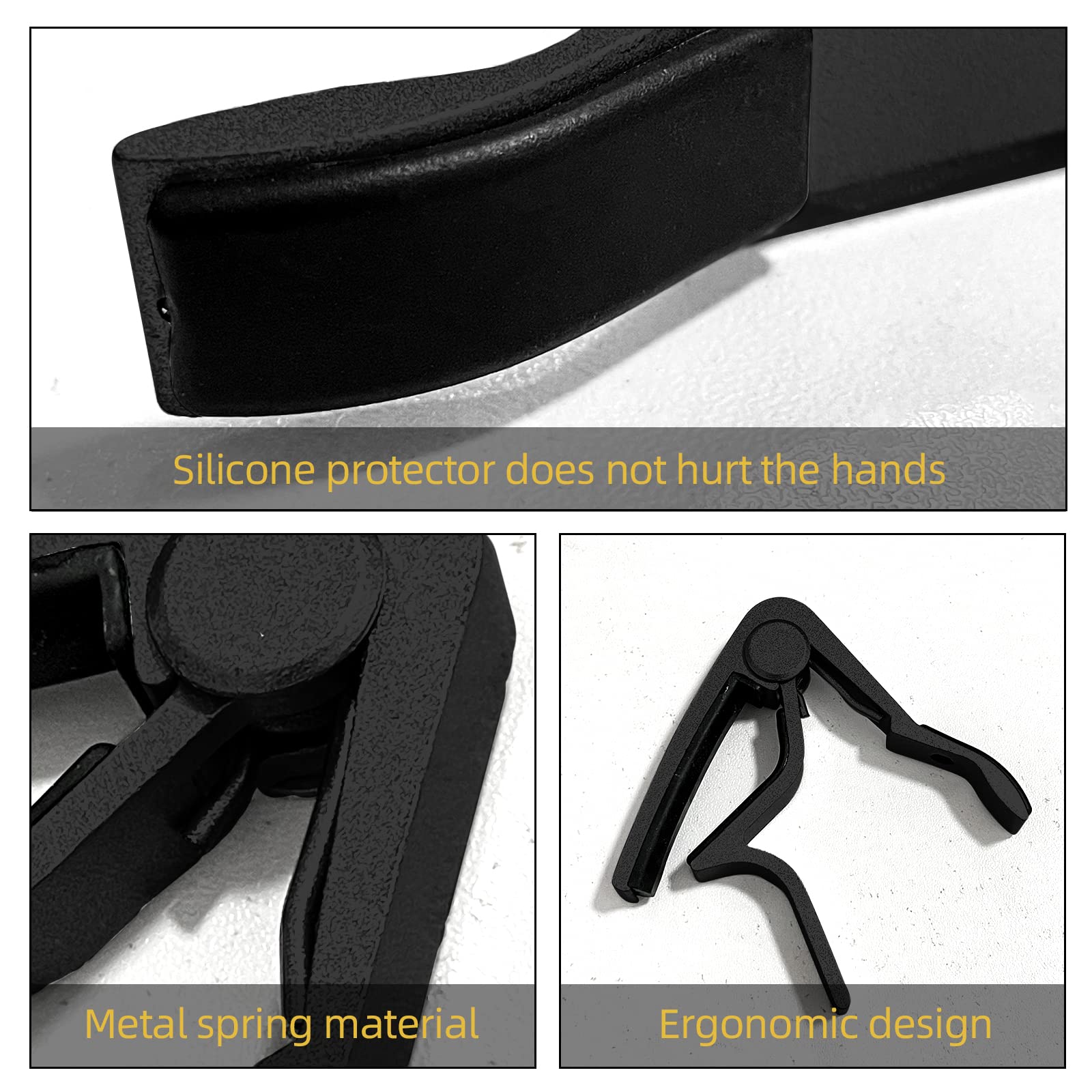 starfa lab Guitar Capo, Capotastos Quick Release for 6-string Folk Classic Guitar, Acoustic, Electric Guitars, ect (Black)