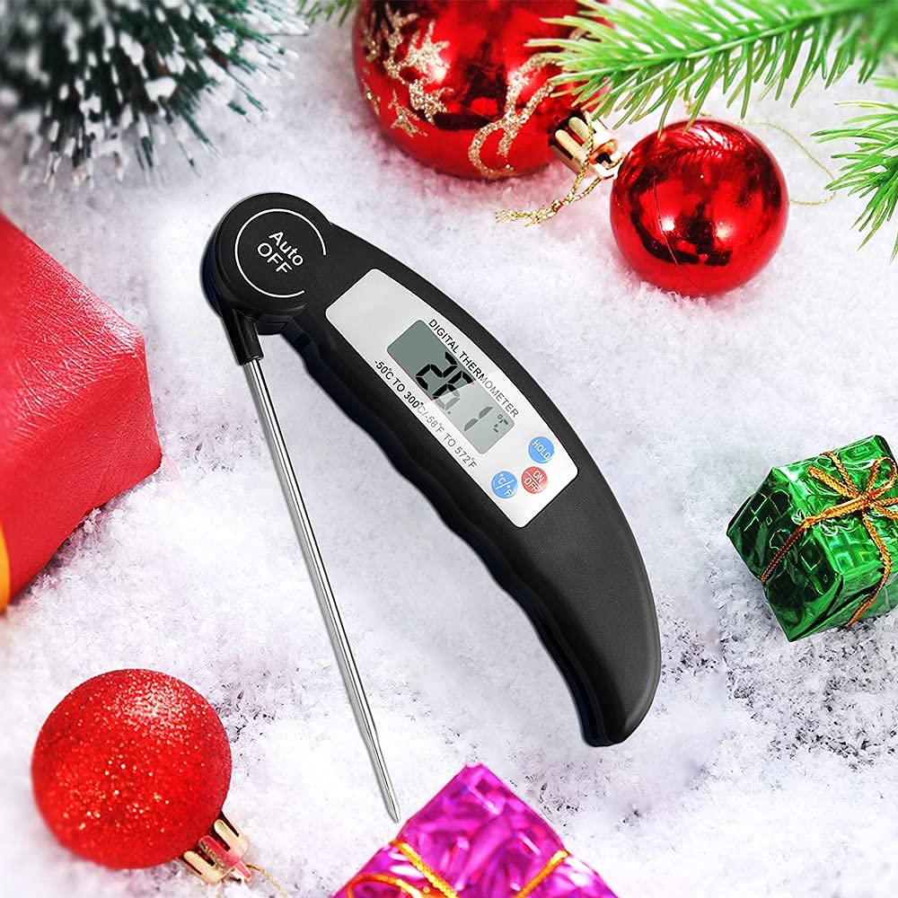 flintronic Food Thermometer, Digital Instant Read Meat High Accuracy Foldable Long Probe Food Cooking Thermometer with °F/°C, Auto On/Off Cooking Thermometer for Kitchen, BBQ, Milk, Water