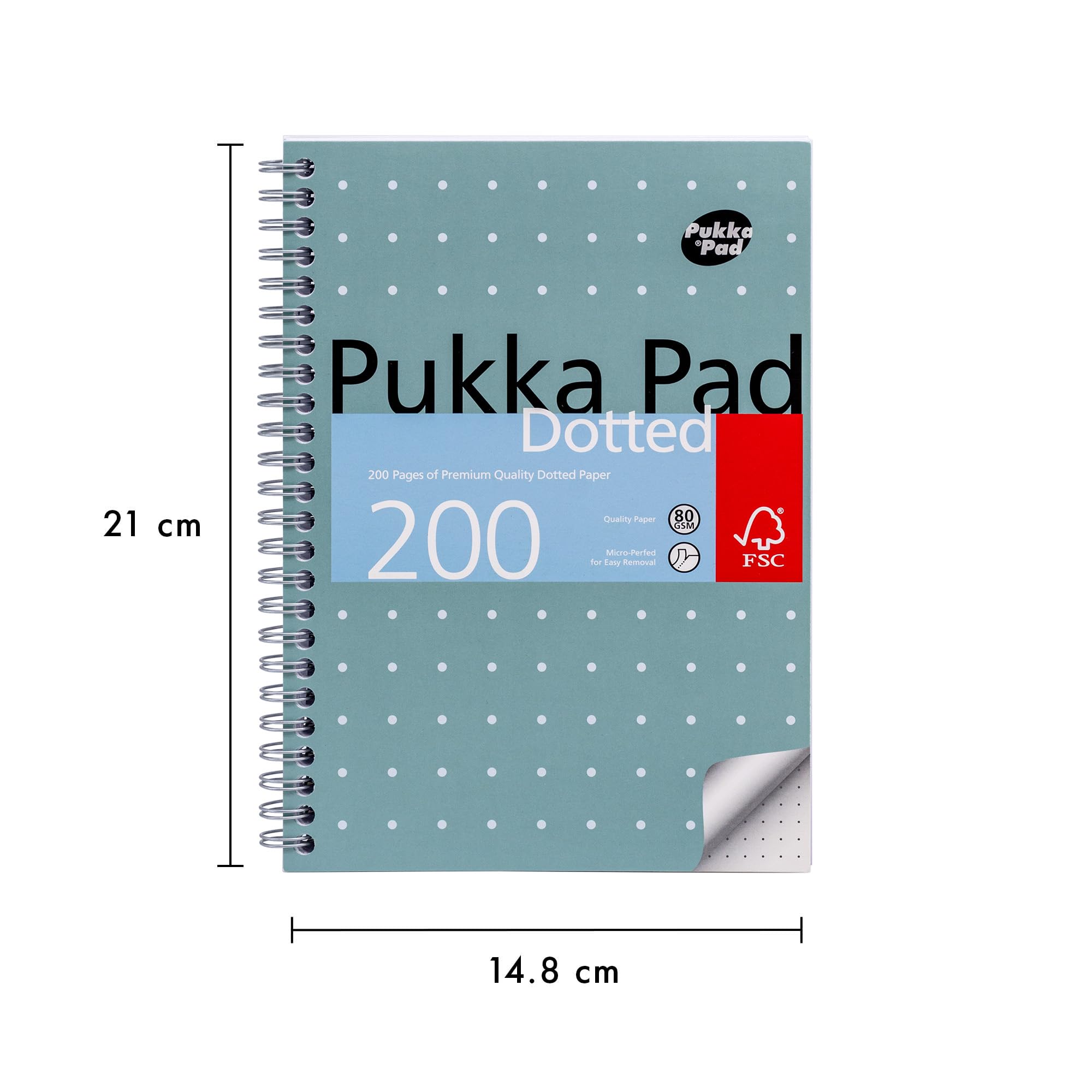 Pukka Pad, A5 Dotted Metallic Jotta Book for Graphing, Art, Bullet Journaling – 3 Pack – 21 x 14.8cm – Wirebound Notebook with 80GSM Paper – 4-Hole Margins and Perforation - 200 Pages, Grey