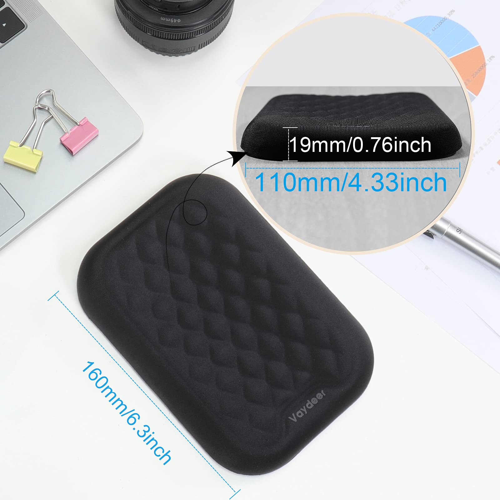 VAYDEER Ergonomic Wrist Rest Pad Armrest Elbow Rest Pad,Prevent Your Hands Became Mouse Hand and Relief Elbow Pain,Computer Armrest Arm Wrist Rest Support Mouse Pad for Desk(6.3 * 4.3 * 0.76inches)