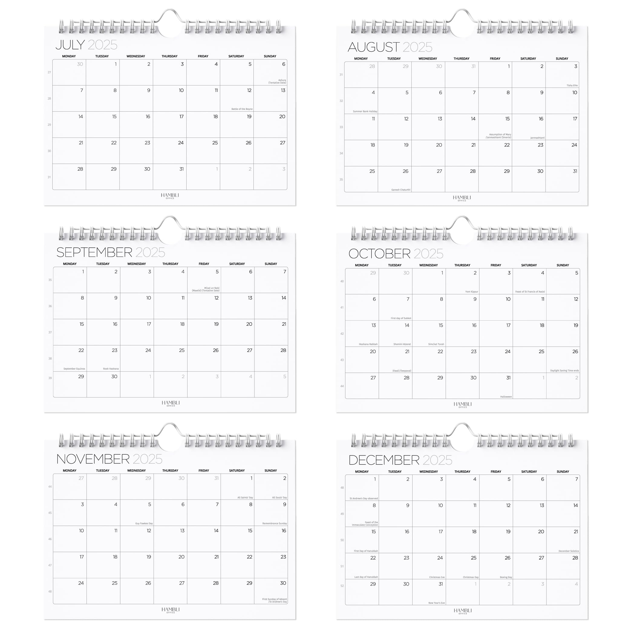 Wall Calendar 2024/25-18 Month Planner July 2024-Dec 2025 - A4 Landscape Wall Planner 2024-2025, Full Year Family Calendar 2024 2025 - Wall Calendar 2024-2025 - Home, Office 18 Month Diary 2024-2025