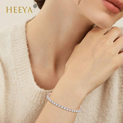 HEEYA Rose Gold Tennis Bracelet, Sterling Silver Tennis Bracelets for Women, Silver Infinity Crystal Sister Friendship Bracelet, Adjustable Bracelet Diamond Cubic Zircona Lady Bracelet Birthday Gifts