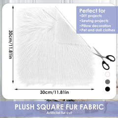 Sibba Fur Faux Locker Fabric Rug Polyester Yard Pre Cut Artificial Craft Costume Double Side Square Crafting Strips Liners Set Plush Precut Fluffy Cloth Photography Cosplay Outdoor(White,30 cm)