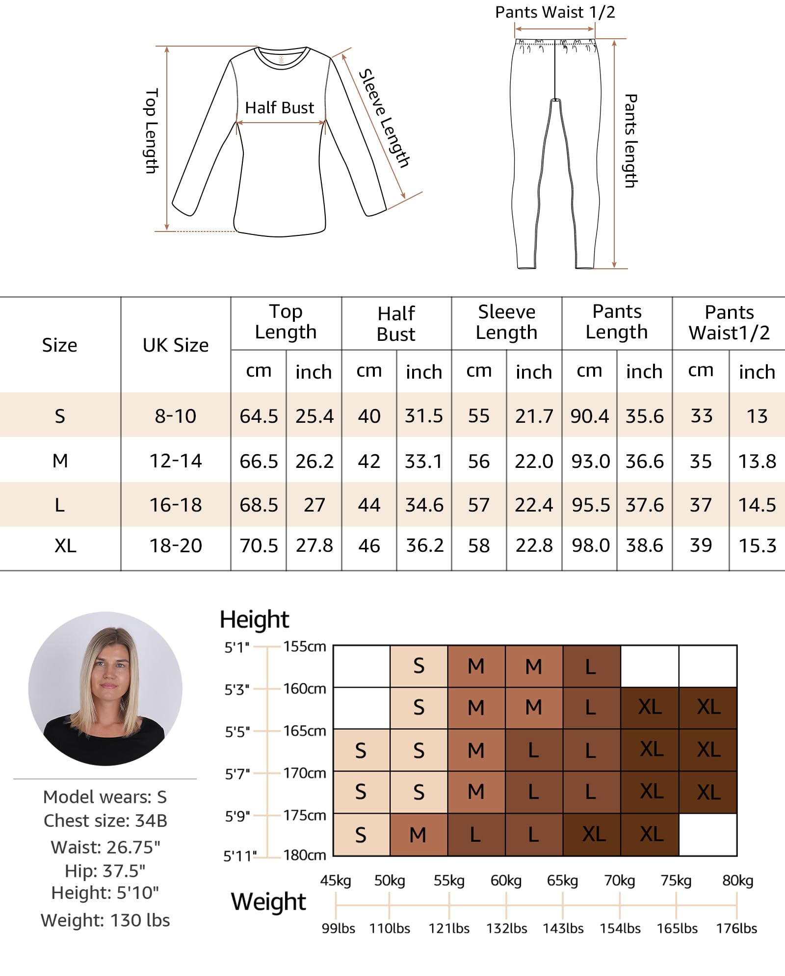 INNERSY Thermal Underwear Womens White Ladies Base Layer Long Sleeve Tops and Bottoms Warm Pjs (XL, White)