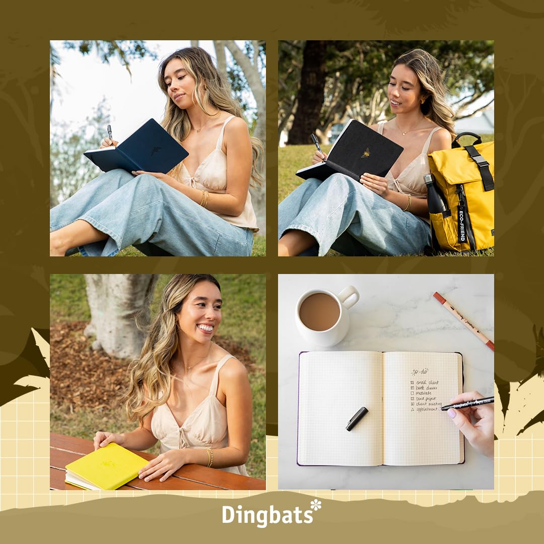 Dingbats* Wildlife Squared Journal A5 - Vegan Leather Hardcover, Ideal for Work, Travel - Pocket, Elastic Closure, Bookmark