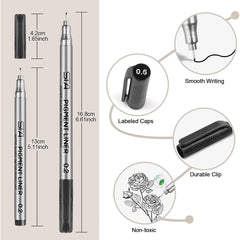 Funnasting Fineliner Pens, Black Pigment Liner Micro Liner Drawing Pens for Sketching Drawing Drafting Office Documents Comic Manga Scrapbooking and School Using