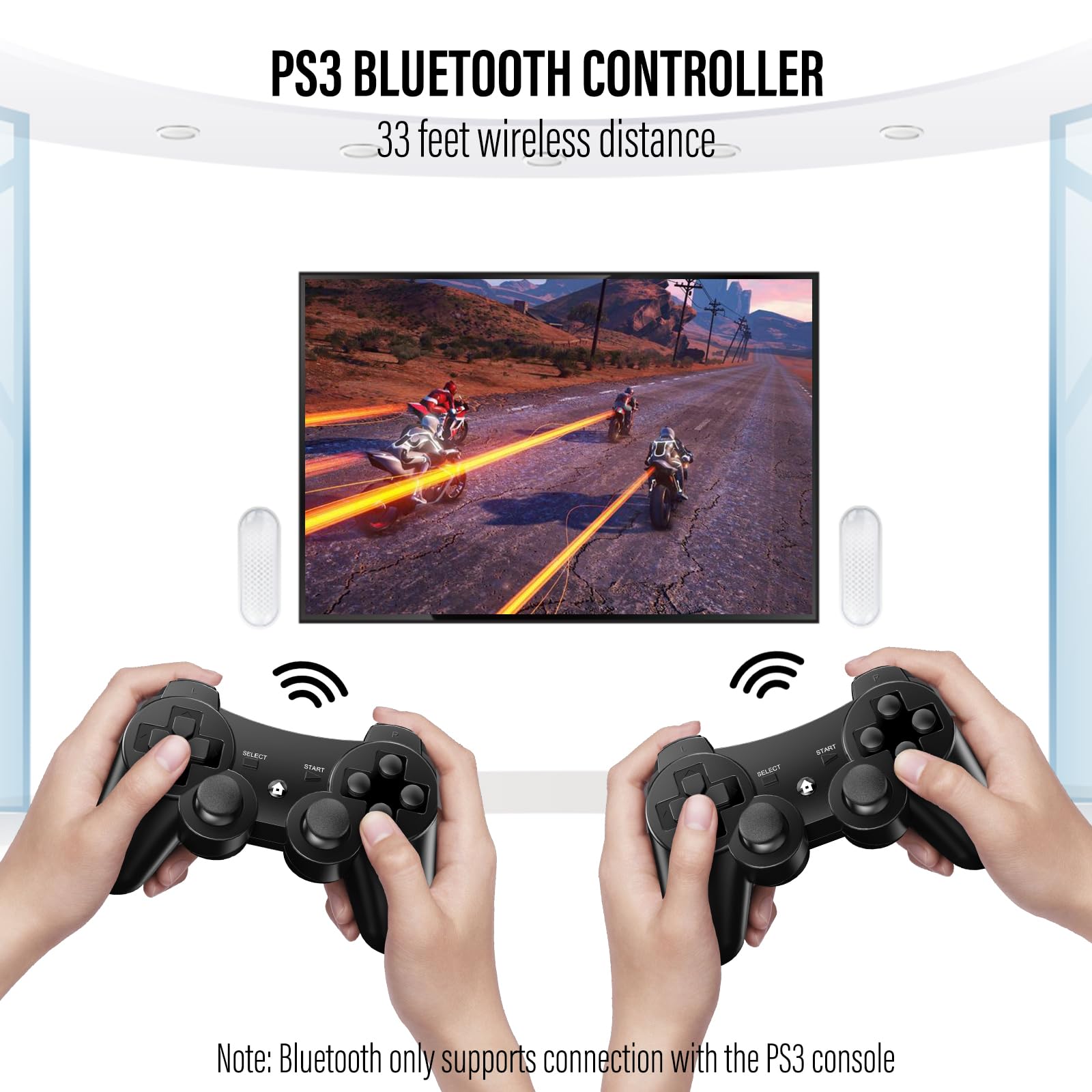 Controller for PS-3, Pack of 2 Wireless Controller for PS-3 with Dual Shock, Gyro Axis, Bluetooth Controller, Rechargable Remote PS-3 Gamepad Joystick with 2 Charging Cables