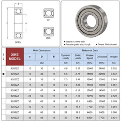 XIKE 2 pcs 6202ZZ Sealed Ball Bearings 15x35x11mm, Bearing Steel and Double Metal Seals, Pre-Lubricated, 6202-2Z Deep Groove Ball Bearing with Shields