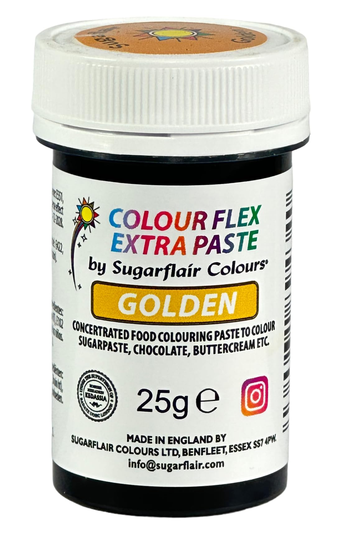 Colour Flex Golden Extra Concentrated Food Colouring Paste, Vibrant Edible Colour For Buttercream, Chocolate, Sugarpaste, Icing, Fondant, Royal Icing, Cake Mix and More - 25g