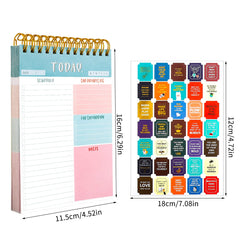 To Do List Notebook, 4.5 inches x 6.3 inches Daily Planner Notepad with 4 Sheet Stickers Undated 50 Sheets Tear Off To Do List Pad Checklist for Work and Personal Organize Hourly Schedule