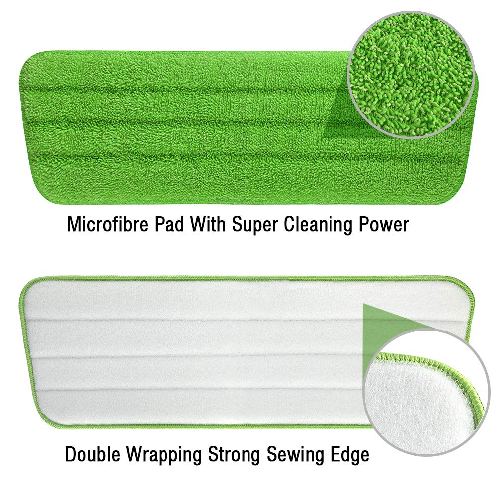 URAQT Mop Pad, 3 Pack Replacement Cleaning Pads Microfiber Mop Cloth, Hook and Loop Wet and Dry Mop Pad, High Water Absorption, Household Flat Mops Refill for All Spray Mops/Washable Reveal Mops