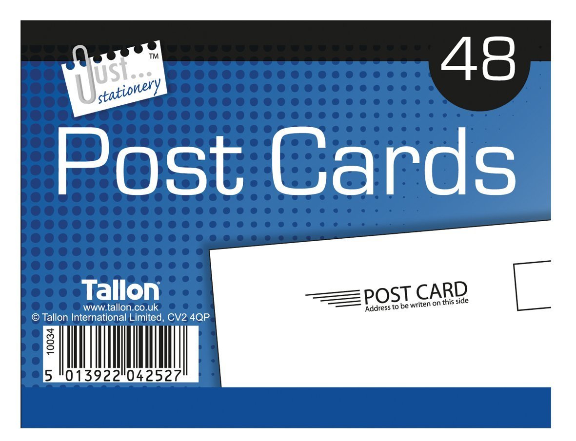 Tallon Just Stationery Post Card (Pack of 48), White-black, 140x100mm