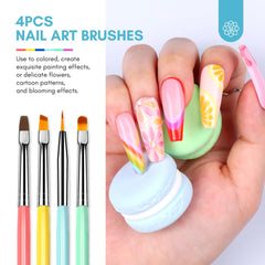 Saviland 6Pcs Nail Art Brushes Set – Rainbow Double-End Nail Art Brushes and Liner Brushes for Nail Extension and Nail Carving, Professional Nail Gel Polish Painting Nail Art Design Brush Pen