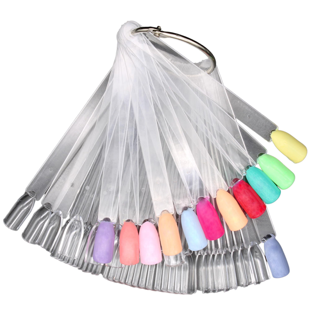 Nail Swatch Sticks Nail Tech Supplies Nail Colour Display Tips Clear Plastic Practice Nails, 1 Pack of 50 Nail Swatches