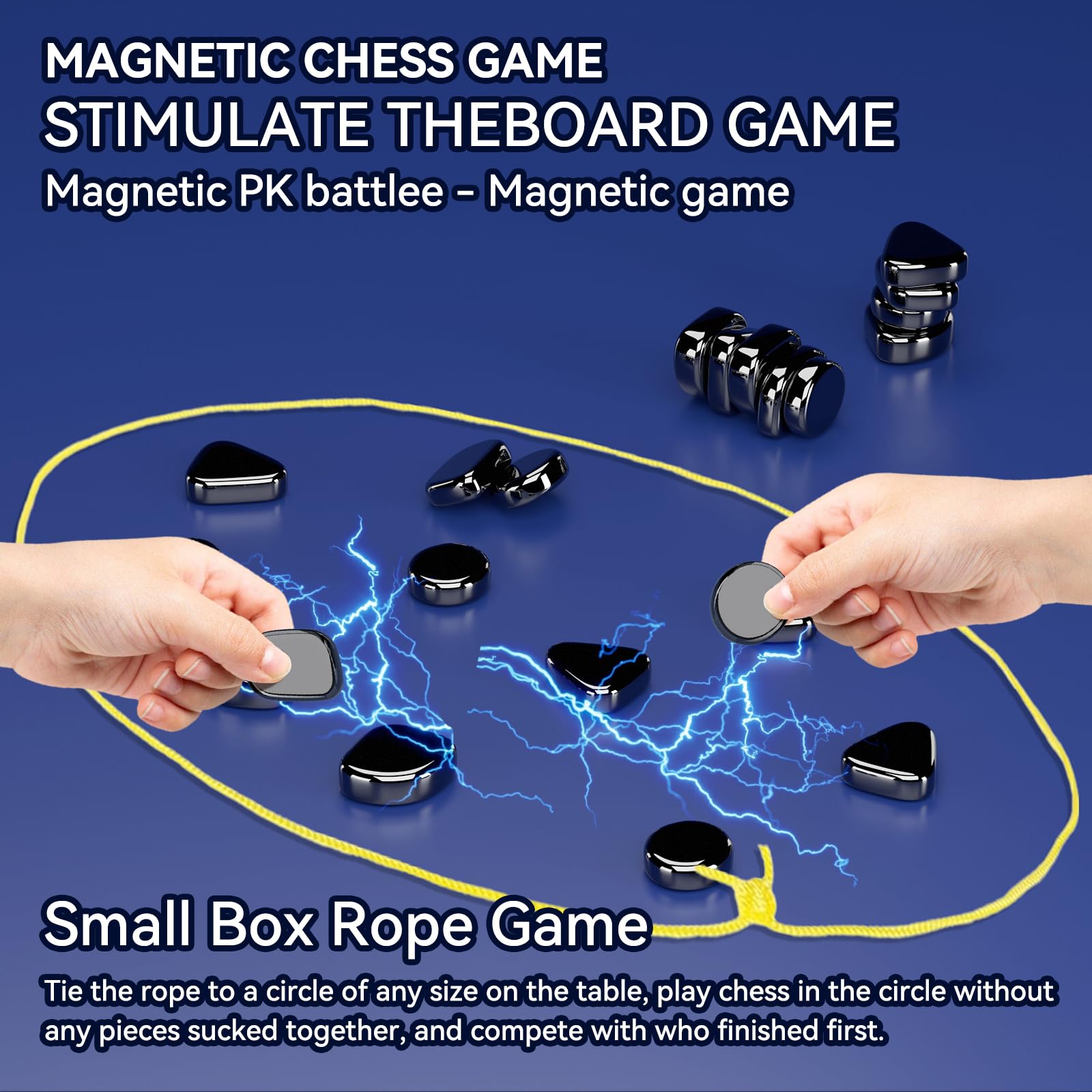 Magnetic Chess Game, Logic Training Board Game for Kids, Adults Chess Set with 20 Magnetic Pieces, 1Rope, 1Gameplay Manual, and 1 Pouch, Perfect for Family Gatherings and Travel