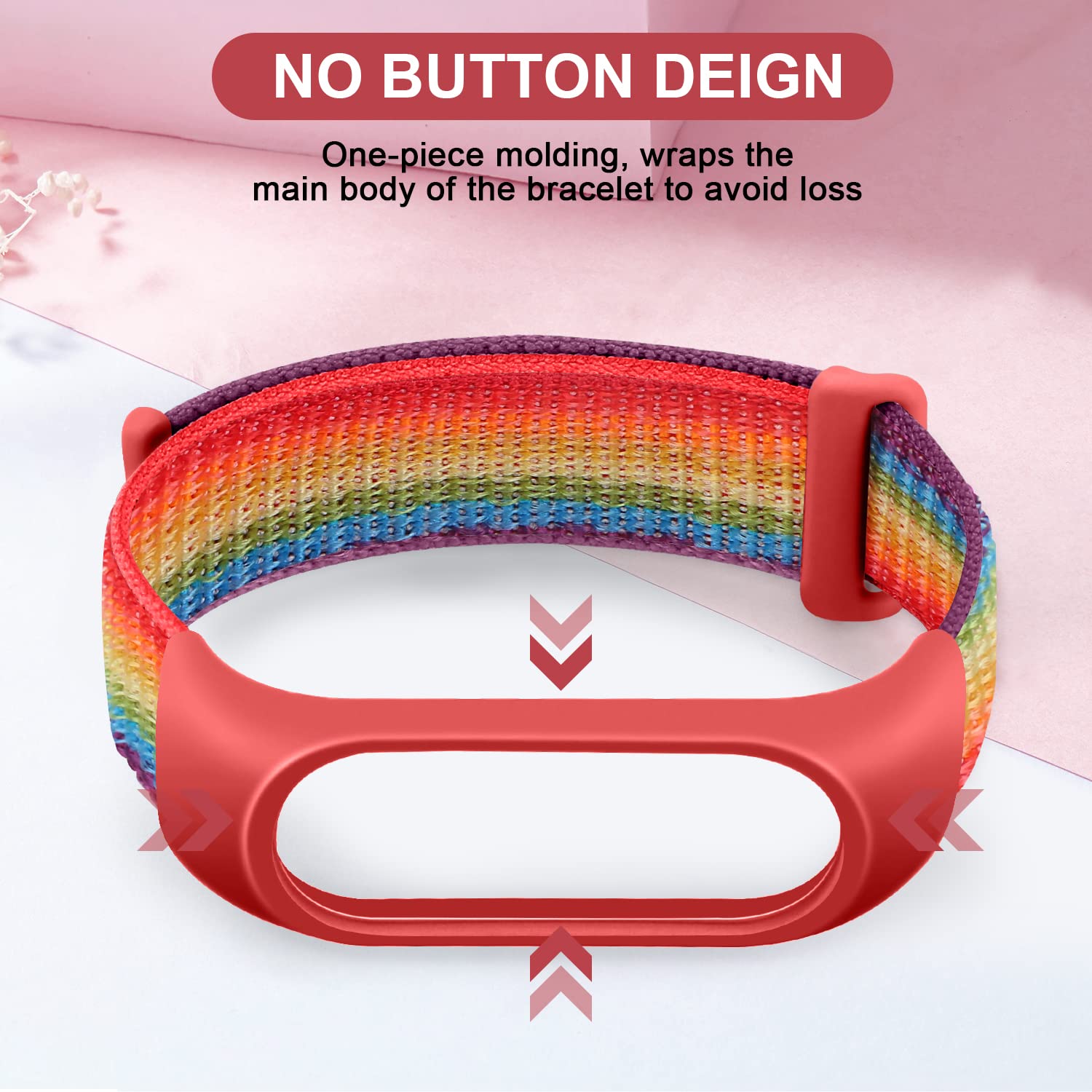 YCHDDER Solo Loop Nylon Strap Compatible with Xiaomi Mi Band 6 5 4 3/Amazfit Band 5,Lightweight Breathable Comfortable Adjustable Sports Replacement Strap for Xiaomi Mi Band 6 5 NFC for Women Men