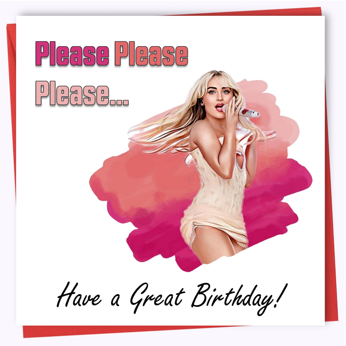 Printperfect  inchesSabrina Carpenter inches Birthday Cards for Girls, Boys, Teenagers, Women, Men For Her or Him – “Please Please Please” Bday Card - Daughter, Son, Sister, Brother, Teen, Adult