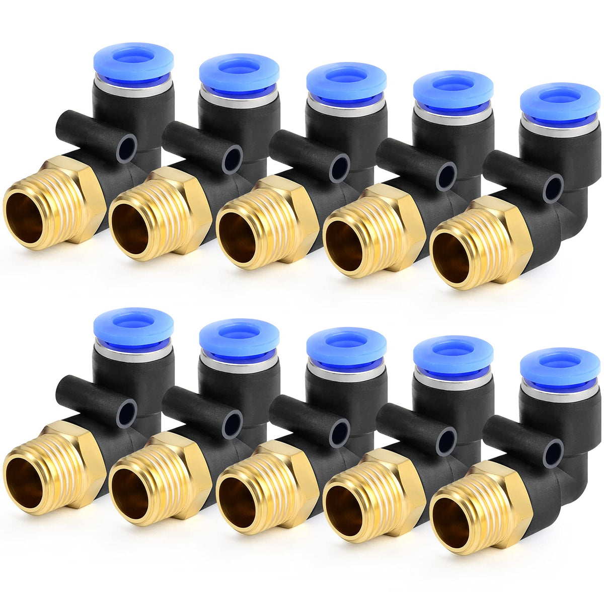 ERGAOBOY 10 Pcs 10mm Tube OD x 1/8 BSP Male Elbow Push to Connect Pneumatic Connector Fittings (PL10-01)