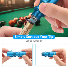 eSynic Popular Snooker Cue Tips Shaper 3 in 1 Pool Cue Tips Shaper Set Billiard Snooker Accessories Pool Cue Accessories Snooker Cue Tips Shaper 3 in 1 Tool - -Shaper, Scuffer, Aerator (Blue)