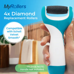 4 x Compatible with Scholl Velvet Smooth Diamond Refill Replacement Rollers (Coarse)