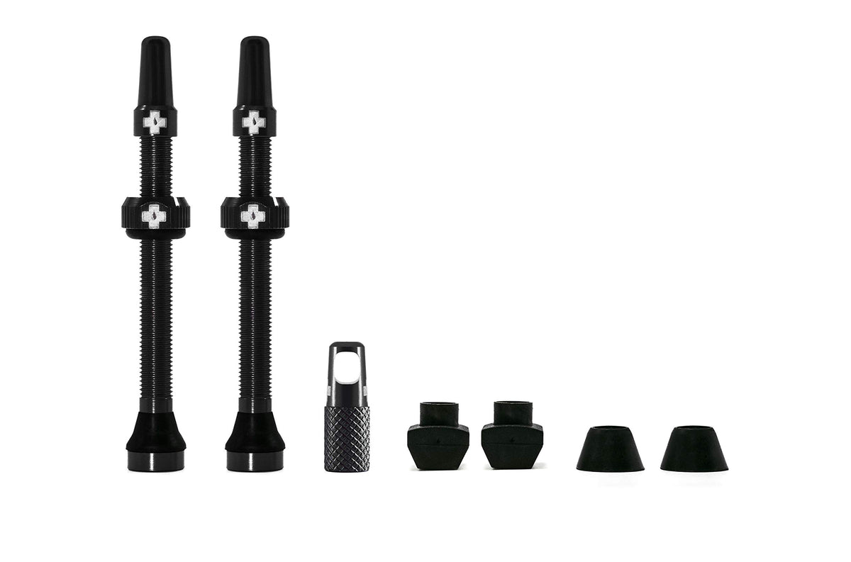 Muc-Off 1059 Black Tubeless Presta Valves, 60mm - Premium No Leak Bicycle Valves With Integrated Valve Core Removal Tool