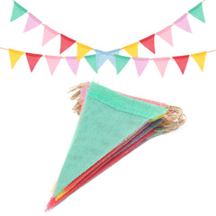 G2PLUS 24PCS Waterproof Burlap Bunting, 6M Pastel Outdoor Bunting Banner, Indoor & Outdoor Decor Garlands, Rainbow Colorful Bunting Flags for Garden Wedding Party Home Festival Decoration