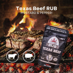 Poppamies Texas Beef BBQ Rub, Dry Marinade & BBQ Seasoning Perfect Beef, Pork - Great in The Grill, Barbecue, Oven, Boiler and Pan - Large Pack (200g)