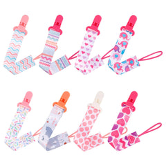 8 Pack Dummy Clip Girls,Pacifier Holders Leashes Set Soother Chains Holder Pacifier Clips Dummy Strap Pacifier Gag Strap Soother Clips for Baby Teething Toys Baby Shower