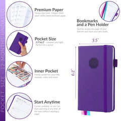 GoGirl Planner and Organizer for Women – Pocket Weekly Planner, Goals Journal & Agenda for Time Management & Productivity. Undated (Purple)