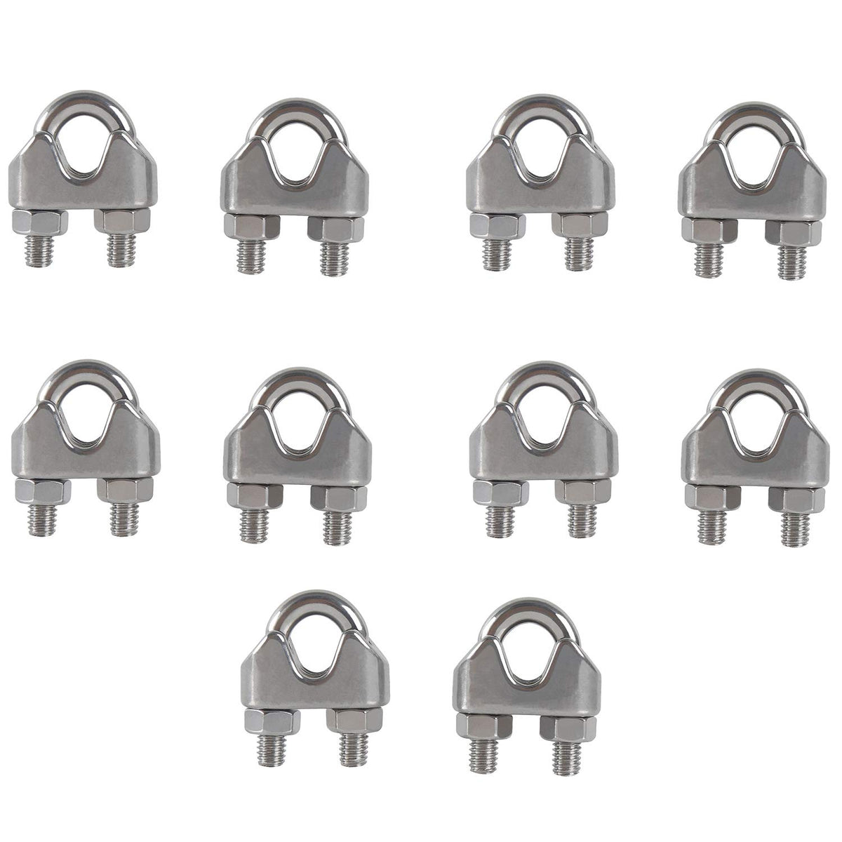 M8 Wire Rope Clip Clamp 304Stainless Steel Cable Clip, U Bolt Saddle Clamp, Wire Rope Cable Clamp, for Rigging Rope and tension cable Garden Tensioning Wire Ropes Industry Household Shipping 10pcs