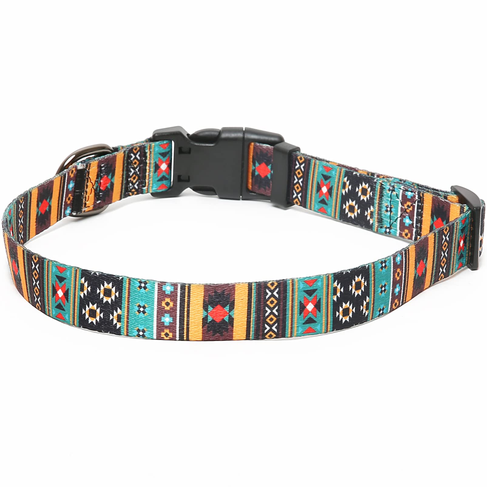 HEELE Dog Collar Medium Multi-Colour Patterned Soft Comfy Dog Pet Collars Easy Adjustable Collar for Small Medium Dogs Indoor Outdoor Activities, Bohemian Cyan, M