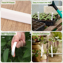 KINGLAKE Plastic Plant Labels for Outdoor Plants, 100Pcs 6 inches Plant Markers & Labels White Plant Name Tags Garden Labels for Potted Plant Seed Seedling Herb Vegetables Flower, 15.3x1.5CM