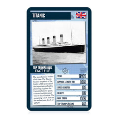 Top Trumps World Famous Ships Classic Card Game, learn facts about tankers, yachts and cruise ships including Allure of the Seas, Titanic and Brittania, gifts and toys for boys and girls aged 6 plus