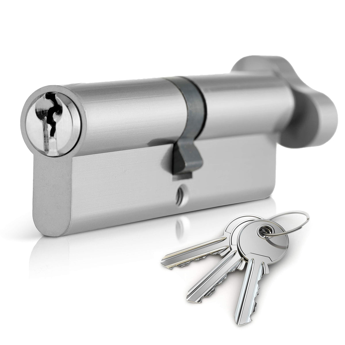 XFORT® Chrome 35T/55 Thumb Turn Euro Cylinder Lock (90mm), Euro Door Barrel Lock with 3 Keys, Anti-Bump, Anti-Drill, Anti-Pick Door Lock with Key, High Security for Wooden, UPVC and Composite Doors.