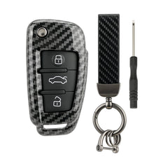 Carbon Fiber Audi Car Key Shell Cover For Audi A3 A4 A6 A8 TT Q6 Q7 S1 S3 Quattro Audi tt Key Holder with Key Chain